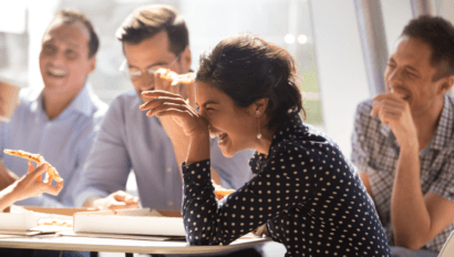 Woman Laughing at Work